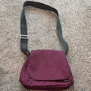 Patagonia Maroon and Gray Messenger Bag